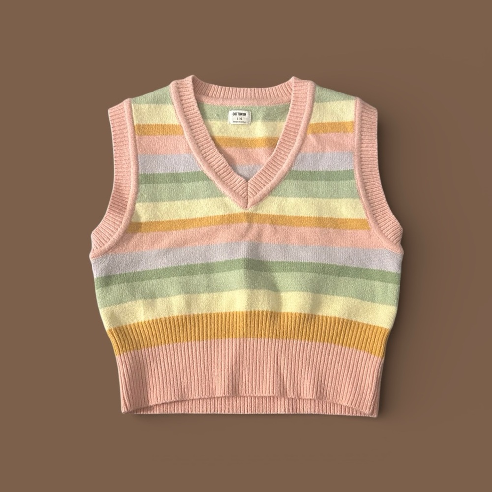Cotton On Pastel Stripe Sweater Vest